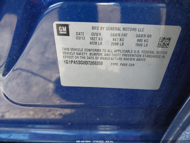 2013 CHEVROLET CRUZE 1G1PA5SG8D7268268 Photo 8