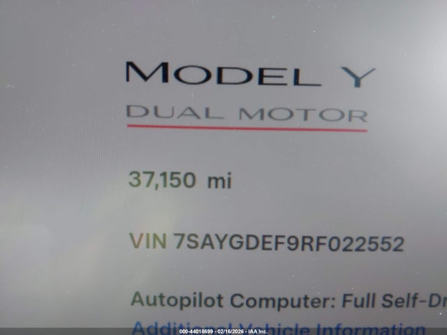 7SAYGDEF9RF022552 Tesla Model Y Performance Dual Motor All-wheel Drive