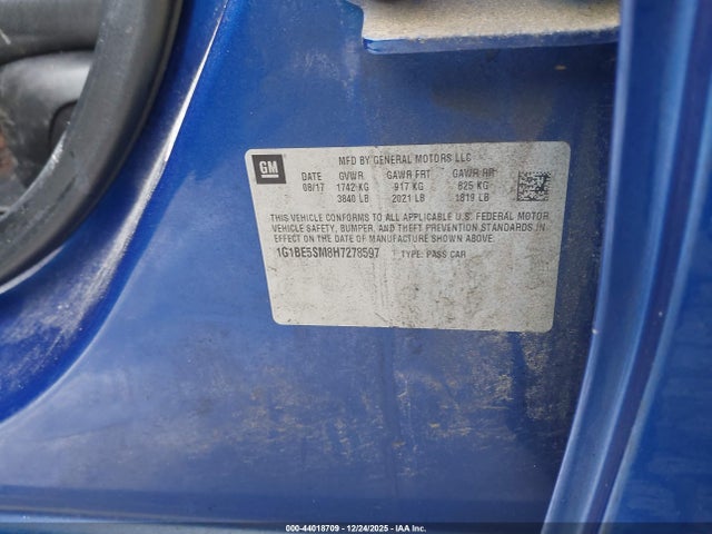 1G1BE5SM8H7278597 Chevrolet Cruze Lt Auto
