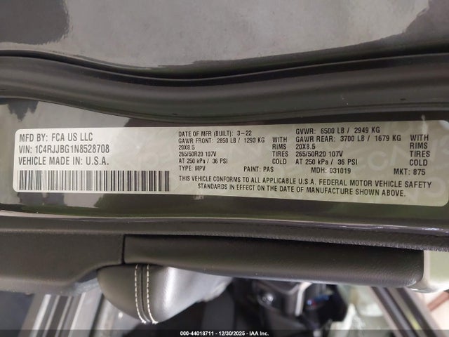 2022 JEEP GRAND CHEROKEE L 1C4RJJBG1N8528708 Photo 8