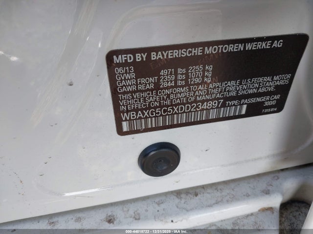 44018722 :رقم المزاد ، WBAXG5C5XDD234897 vin ، 2013 Bmw 528i مزاد بيع