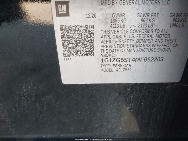 2021 CHEVROLET MALIBU 1G1ZG5ST4MF052203 Photo 8