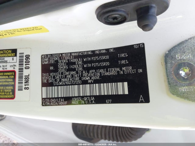 5TDJW5G16GS131293 Toyota Sequoia Limited 5.7l V8