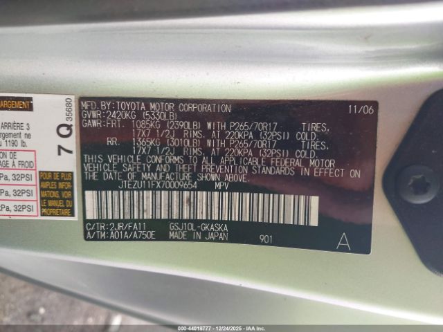 2007 TOYOTA FJ CRUISER JTEZU11FX70009654 Photo 8