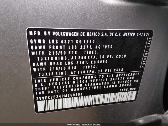 2023 VOLKSWAGEN TAOS 3VVEX7B24PM350894 Photo 8