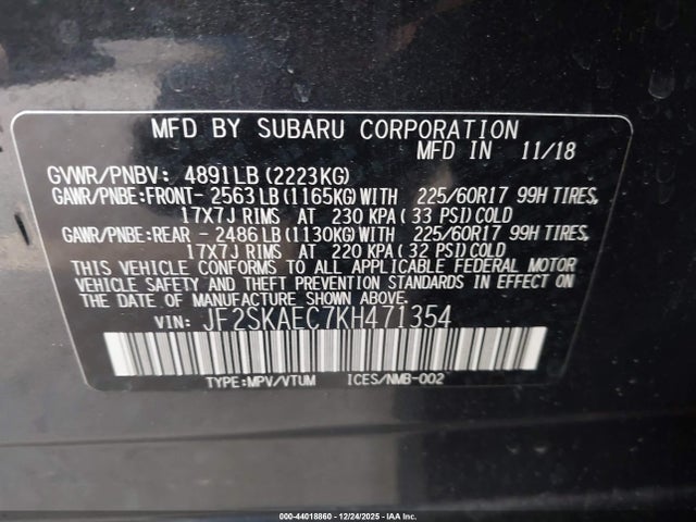 Subaru Forester Premium 2019 JF2SKAEC7KH471354 Image 9