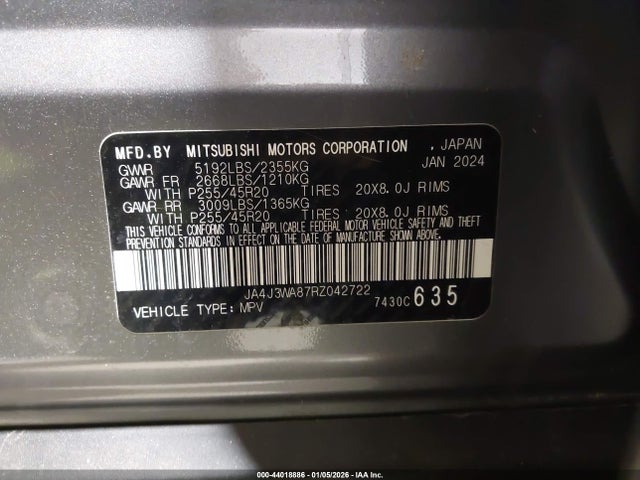 2024 MITSUBISHI OUTLANDER JA4J3WA87RZ042722 Photo 8