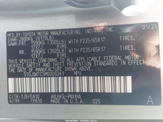 2021 TOYOTA SIENNA 5TDJSKFC5MS009341 Photo 8