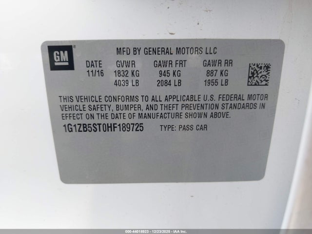 1G1ZB5ST0HF189725 Chevrolet MALIBU LS