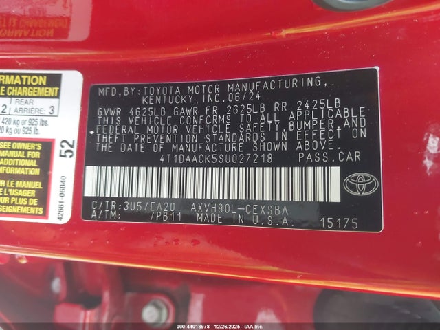 Toyota CAMRY SE 2025 4T1DAACK5SU027218 Image 9