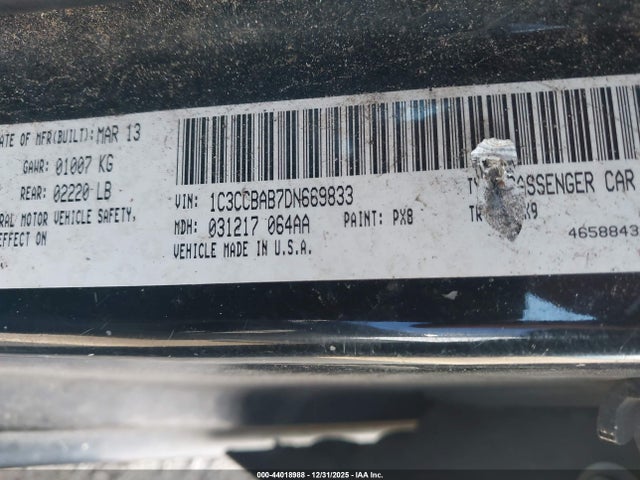 2013 Chrysler 200 Lx მანქანა იყიდება აუქციონზე, vin: 1C3CCBAB7DN669833, აუქციონის ნომერი: 44018988