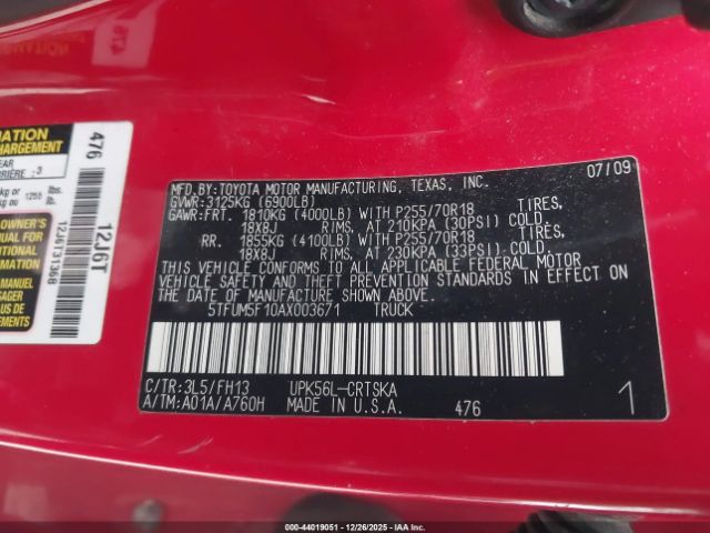 2010 TOYOTA TUNDRA 5TFUM5F10AX003671 Photo 8