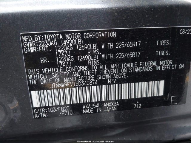 JTMMWRFV1SD340874 Toyota Rav4 Hybrid Le