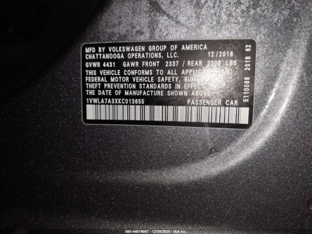 2019 VOLKSWAGEN PASSAT 1VWLA7A3XKC013655 Photo 8