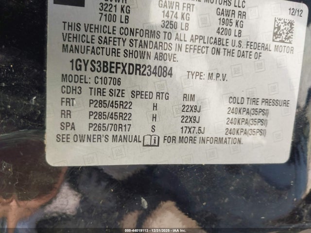 2013 CADILLAC ESCALADE 1GYS3BEFXDR234084 Photo 8