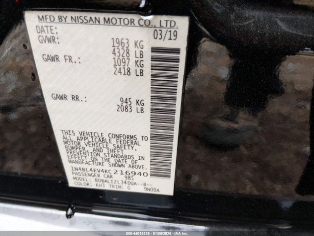 2019 NISSAN ALTIMA 1N4BL4EV4KC216940 Photo 8