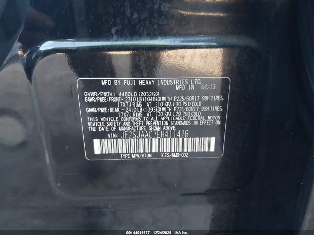 44019177 :رقم المزاد ، JF2SJAAC7EH411426 vin ، 2014 Subaru Forester 2.5i مزاد بيع
