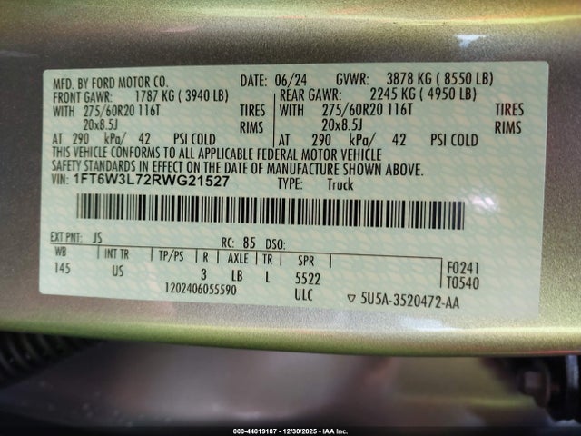 2024 FORD F-150 LIGHTNING 1FT6W3L72RWG21527 Photo 8