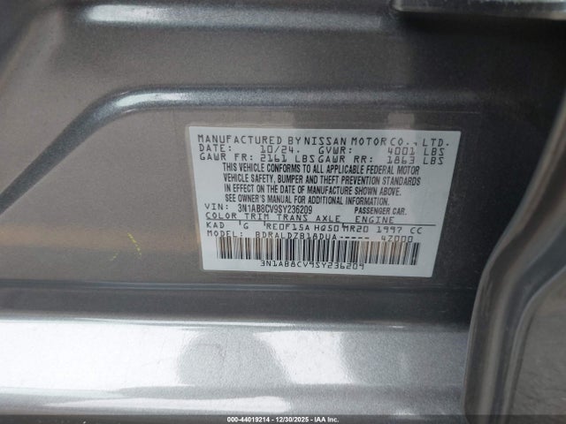 3N1AB8CV9SY236209 Nissan SENTRA SV