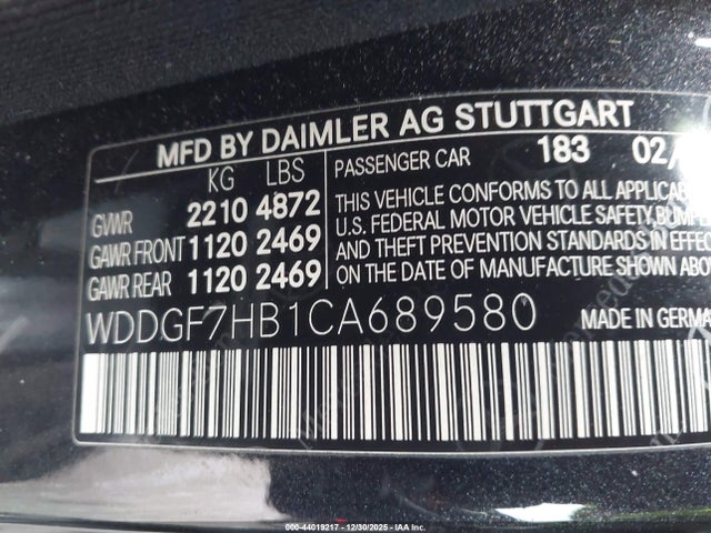 2012 Mercedes-benz C 63 Amg მანქანა იყიდება აუქციონზე, vin: WDDGF7HB1CA689580, აუქციონის ნომერი: 44019217