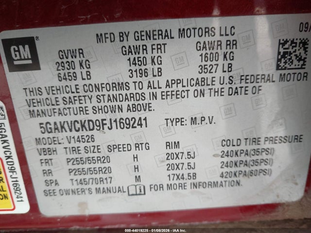 5GAKVCKD9FJ169241 Buick Enclave Premium