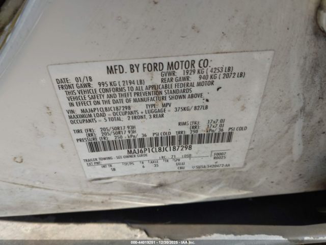 2018 FORD ECOSPORT MAJ6P1CL8JC187298 Photo 8