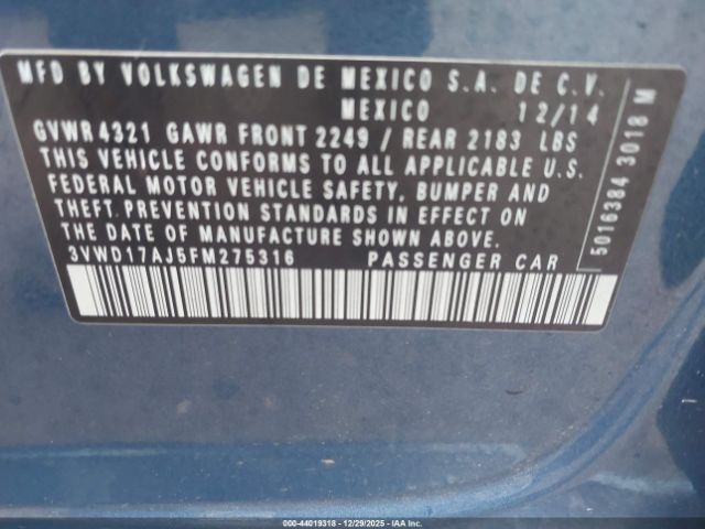 2015 VOLKSWAGEN JETTA 3VWD17AJ5FM275316 Photo 8