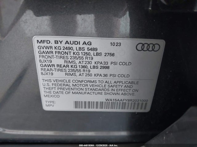 2024 AUDI Q5 SPORTBACK WA15AAFY8R2031000 Photo 8
