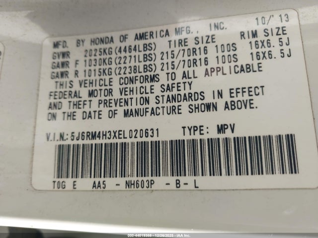 Honda CR-V LX 2014 5J6RM4H3XEL020631 Image 9