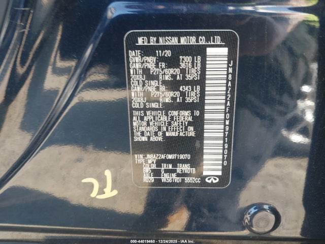 Продаж на аукціоні авто 2021 Infiniti Qx80 Luxe, vin: JN8AZ2AF0M9719070, номер лоту: 44019460