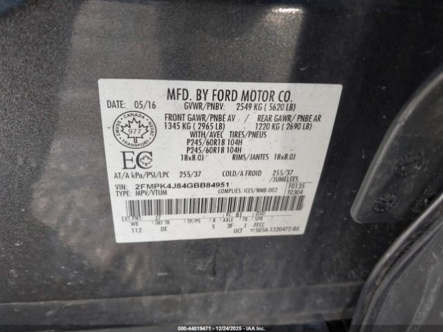 2016 FORD EDGE 2FMPK4J84GBB84951 Photo 8