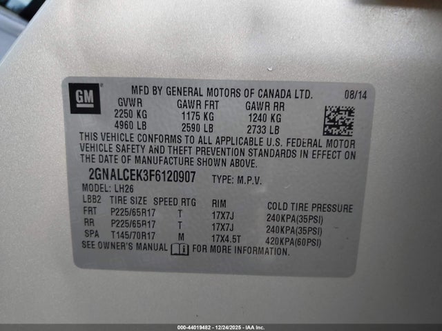 2GNALCEK3F6120907 Chevrolet Equinox 2lt
