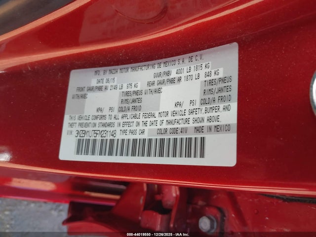3MZBM1U75FM231148 Mazda Mazda3 I Sport