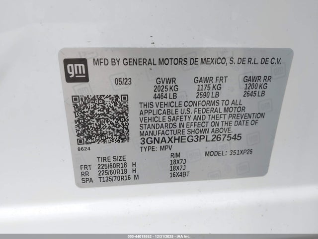 2023 Chevrolet Equinox Fwd Ls მანქანა იყიდება აუქციონზე, vin: 3GNAXHEG3PL267545, აუქციონის ნომერი: 44019552