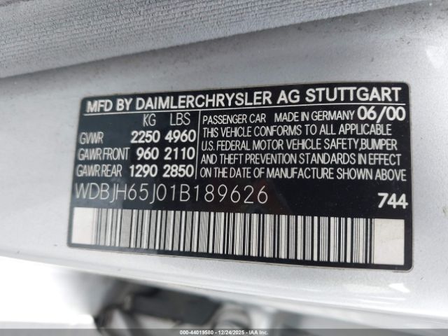 2001 MERCEDES-BENZ E-CLASS WDBJH65J01B189626 Photo 8