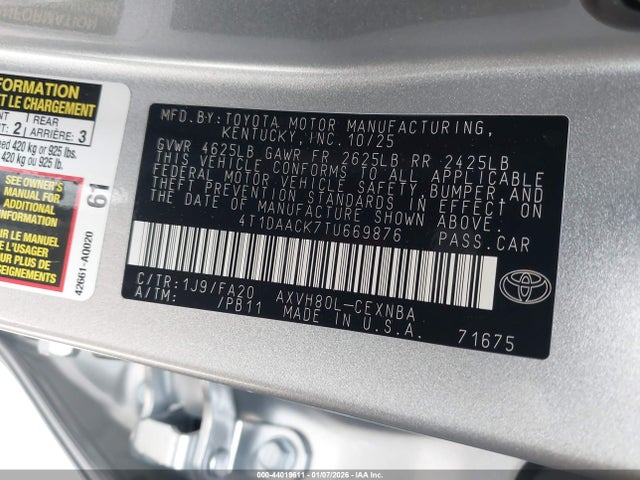 Toyota CAMRY LE 2026 4T1DAACK7TU669876 Image 9