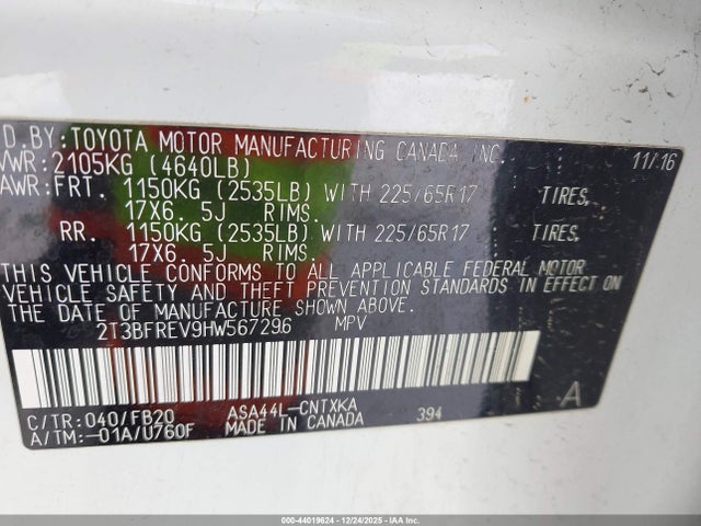 Toyota RAV4 LE 2017 2T3BFREV9HW567296 Image 9