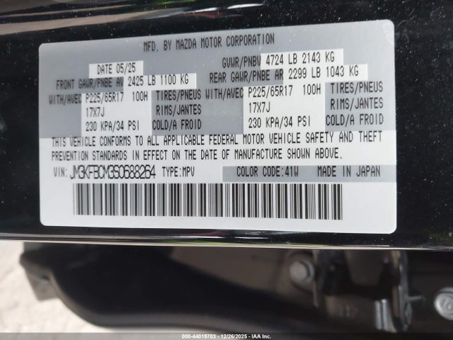 Aukcja sprzedaży 2025 Mazda Cx-5 2.5 S Preferred, vin: JM3KFBCM3S0688264, numer aukcji: 44019703