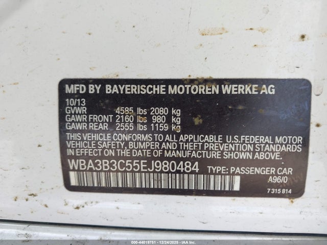 44019751 :رقم المزاد ، WBA3B3C55EJ980484 vin ، 2014 Bmw 328i Xdrive مزاد بيع