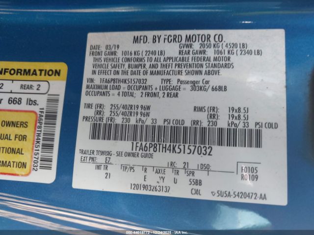 2019 FORD MUSTANG 1FA6P8TH4K5157032 Photo 8
