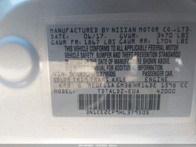 2017 NISSAN VERSA NOTE 3N1CE2CP9HL379505 Photo 8