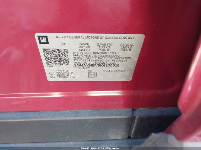 2GNAXNEV5K6130519 Chevrolet Equinox Premier