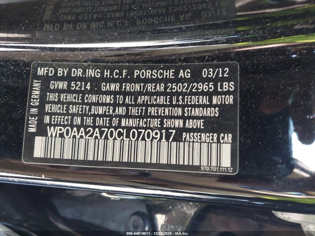 2012 PORSCHE PANAMERA WP0AA2A70CL070917 Photo 8