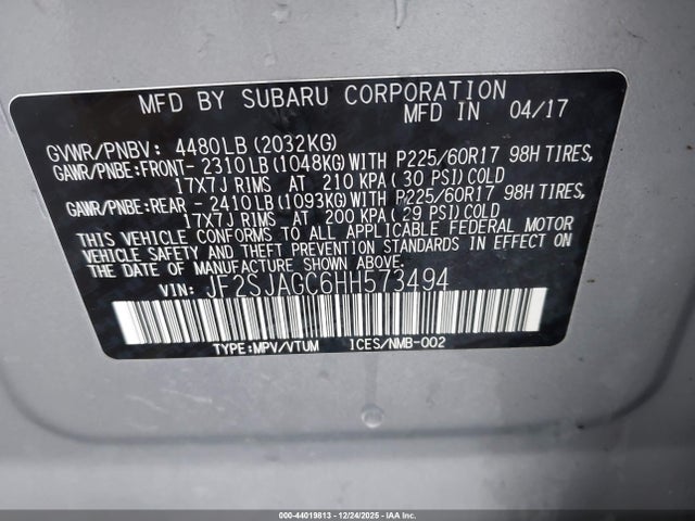Subaru Forester 2.5i Premium 2017 JF2SJAGC6HH573494 Image 9