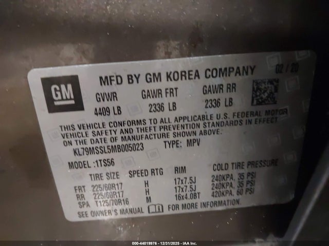 KL79MSSL5MB005023 Chevrolet Trailblazer Awd Activ