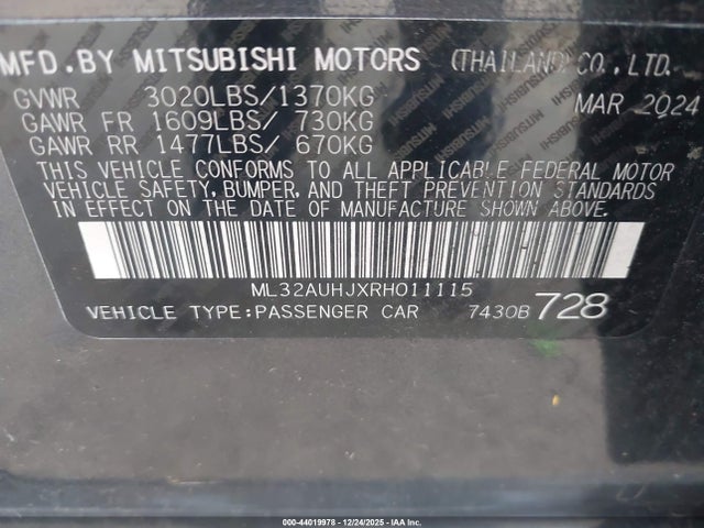 2024 MITSUBISHI MIRAGE ML32AUHJXRH011115 Photo 8