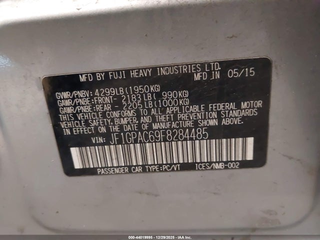 Subaru Impreza 2.0i Premium 2015 JF1GPAC69F8284485 Image 9
