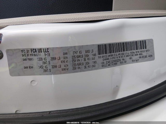 Chrysler Pacifica Limited 2019 2C4RC1GG7KR552370 Image 9