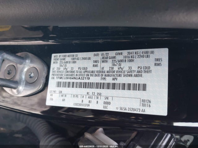 1FMCU9H64NUA32119 Ford ESCAPE SEL