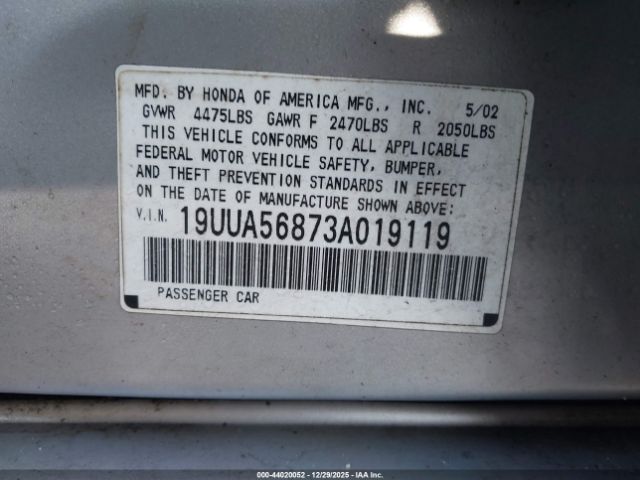 2003 ACURA TL 19UUA56873A019119 Photo 8